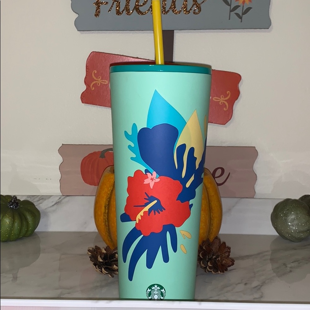 {SOLD}Starbucks hibiscus flower tumbler
